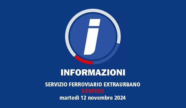 Martedì 12 novembre servizio ferroviario extraurbano sospeso per allerta meteo