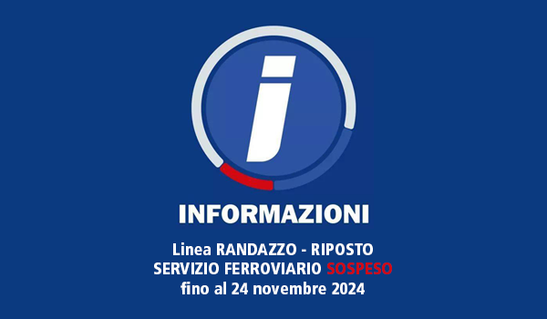 Randazzo-Riposto servizio ferroviario sospeso fino al 24 novembre